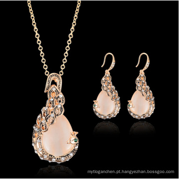 Conjuntos de jóias mulheres Jewellry ouro pavão